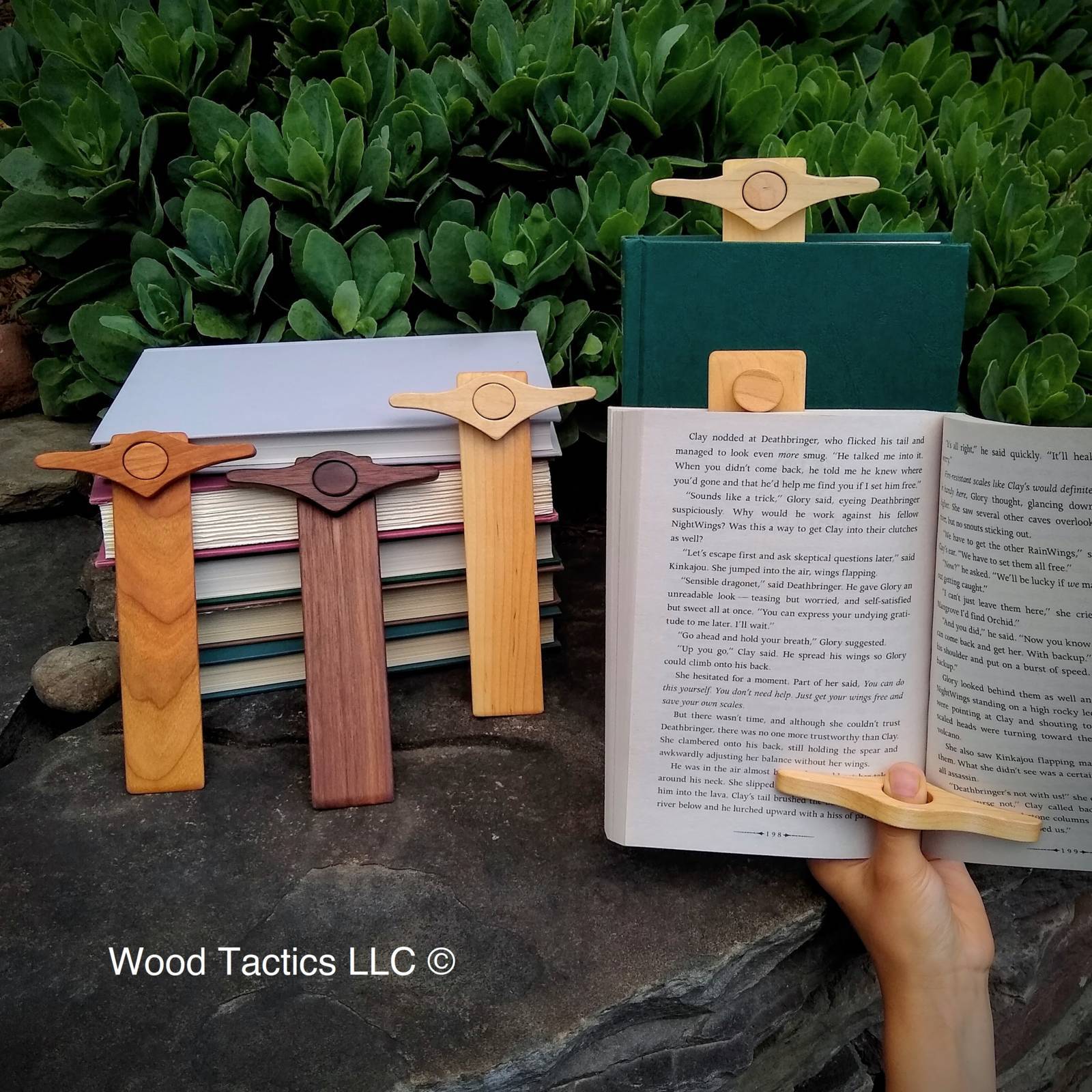 Bookmark holder, made from a disposed hardback novel with the
